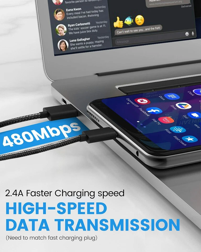 3/6/10FT Micro USB Fast Charging Cable Cord For Samsung LG Android Phone Charger - Image 3 of 4