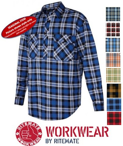 RITEMATE CLOSED FRONT LONG SLEEVE PREMIUM FLANNELETTE MENS WORK SHIRT - RM123FCF - Picture 7 of 7