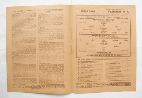 TOTTENHAM HOTSPUR v SOUTHAMPTON Reserves 1934/1935 *Exc Cond Football Programme* - Picture 2 of 3