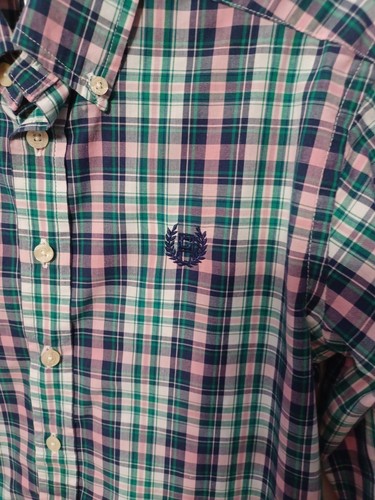 CHAPS Boys SZM (10-12 Green/Blue/Pink Check Button-Down Dress Shirt Was $39.50 - Picture 2 of 3