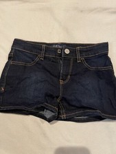 Gap youth girl size 7 short dark blue jean denim shorts EUC Adjustable waist