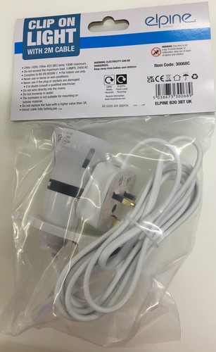 CLIP ON LIGHT Spot Holder Portable Flexible Bulbs 2m 3 Pin UK Mains Multipurpose - Picture 3 of 4