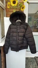 Everlast Black Hooded Fur Puffer Quilted Coat/jacket Size 16