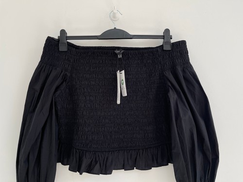 Nobody's Child Amanda Blouse Off the Shoulder Smock Top Black UK 18 - BNWT £49 - Picture 5 of 10