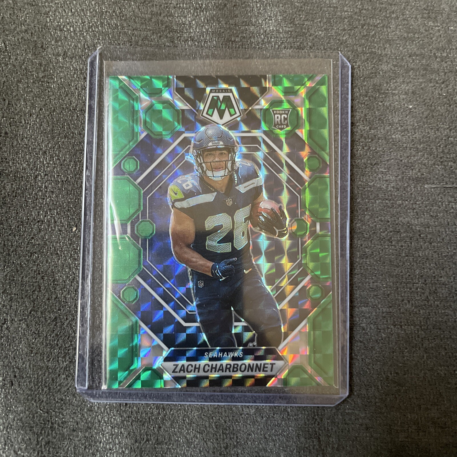 2023 Mosaic Football Zach Charbonnet GREEN MOSAIC Rookie #379 Seahawks RC