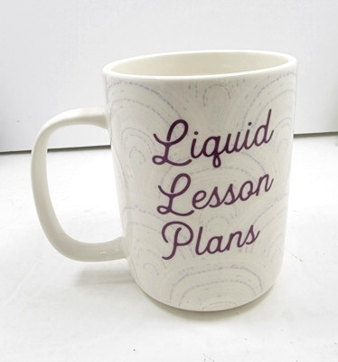Liquid Lesson Plans Coffee Mug Opal House Stoneware White Purple Teacher School