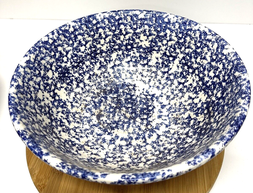 Roma Blue Sponge Deep Pasta Salad Serving Bowl Made In Italy 12.5" Diameter - Picture 3 of 12