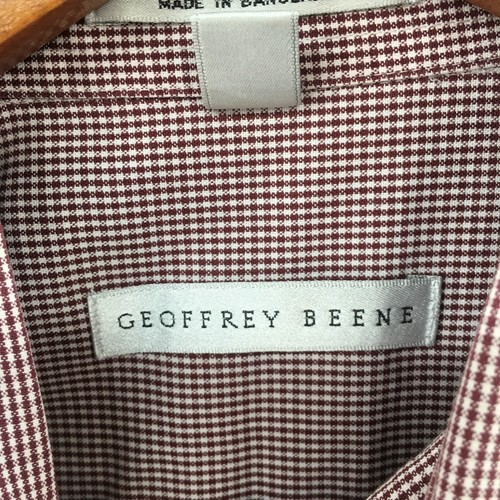 Geoffrey Beene Button Down Dress Shirt Mens Large Burgundy 80's 2 Ply Pinpoint - Picture 7 of 11