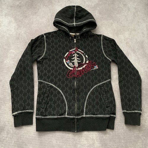 Vintage Damen Element Full Zip Hoodie Größe L Skate Y2K 2000er Logo Grafik