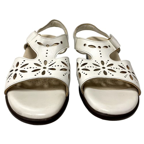 SAS Tripad Comfort White FLORAL Cutout Leather Sandals Open Toe Shoes USA 8 M - Picture 4 of 8