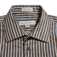 Pronto Uomo Non Iron Striped Dress Shirt Long Sleeve Button Up XL