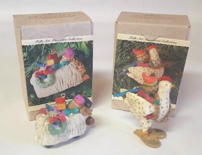 Lot 2 Hallmark Keepsake Folk Art Americana Collection Ornaments 40 Winks Racing