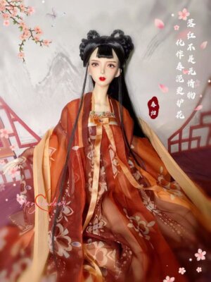 Blythe 1/6 1/4 1/3 SID/EID Uncle BJD Archaic Clothes Hanfu Costume Red+Orange
