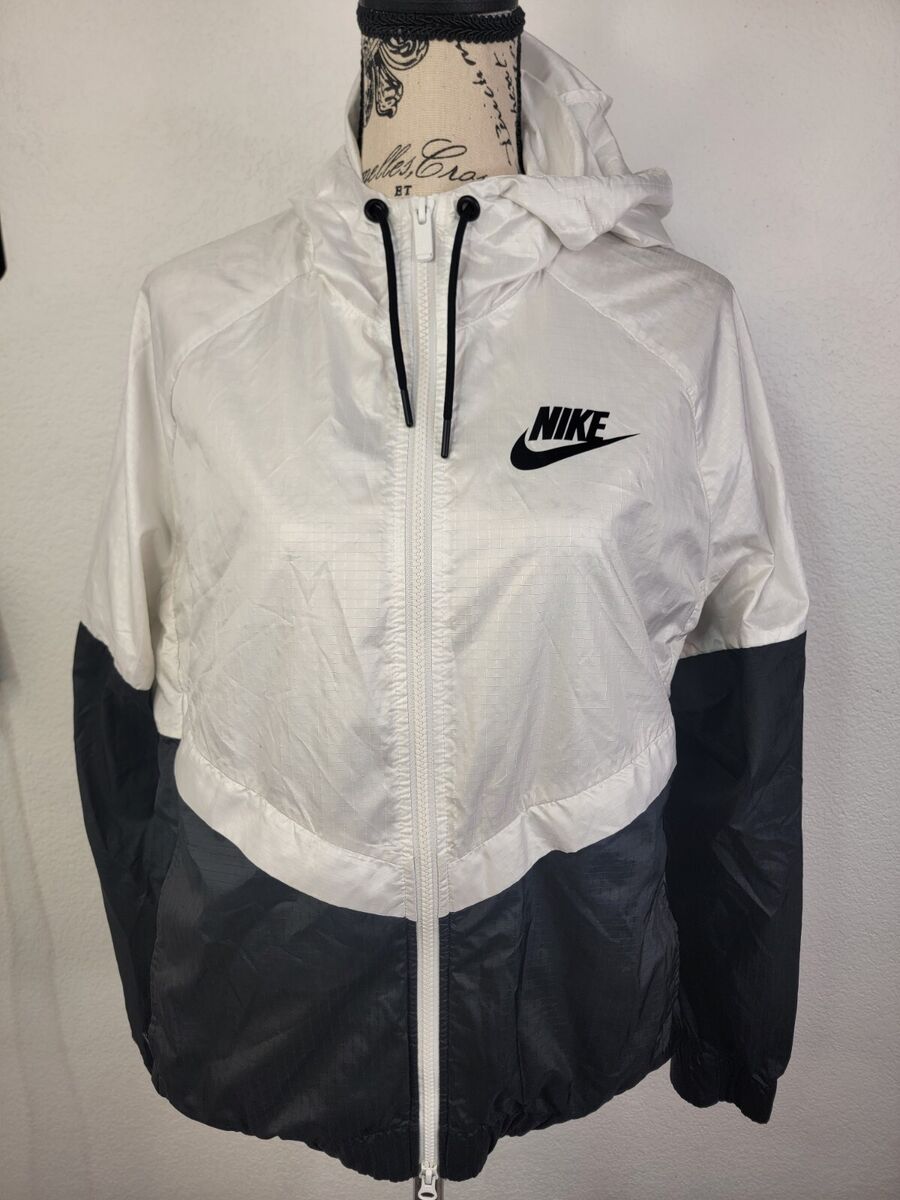 Nike Sportswear Windrunner Womens Large White/Black Full Zip Nike Sportswear Windrunner Womens Large White/Black Full Zip