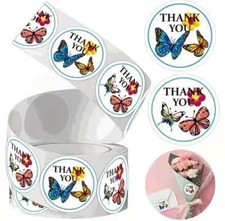 100 THANK YOU 1" ASSORTED STICKERS LABELS SEALS BUTTERFLY Small Business