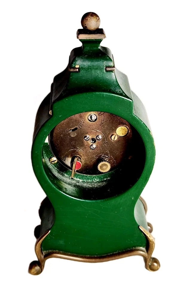 Antique Vtg Miniature Mantel Shelf Swiss Desk Clock A L' Emeraude Lausanne - Image 3 of 4