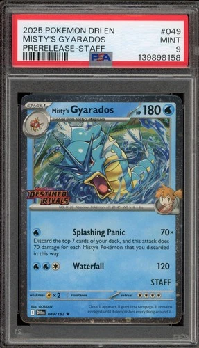 Pokemon Misty's Gyarados Destined Rivals STAFF Prerelease Holo Promo #049 PSA 9