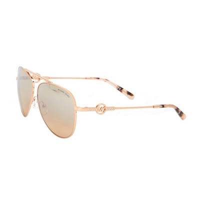 Stunning Modern Michael Kors Women's Rose Gold Aviator Sunglasses MK1066B-11088Z