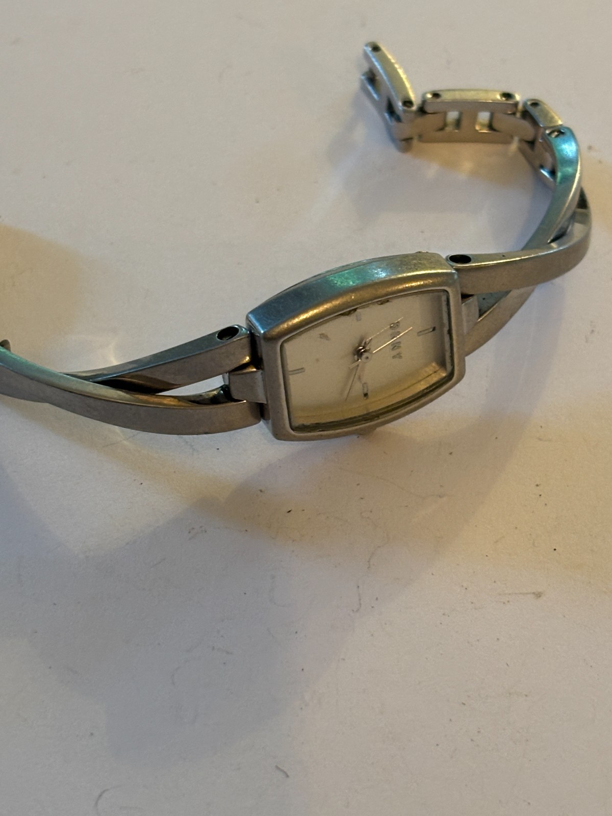 DKNY - Silver rectangular half bangle watch - unt… - image 2