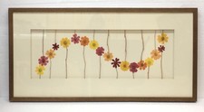 Vintage Large 20x40  Pressed Flowers Framed Shadowbox Wall Art Decor