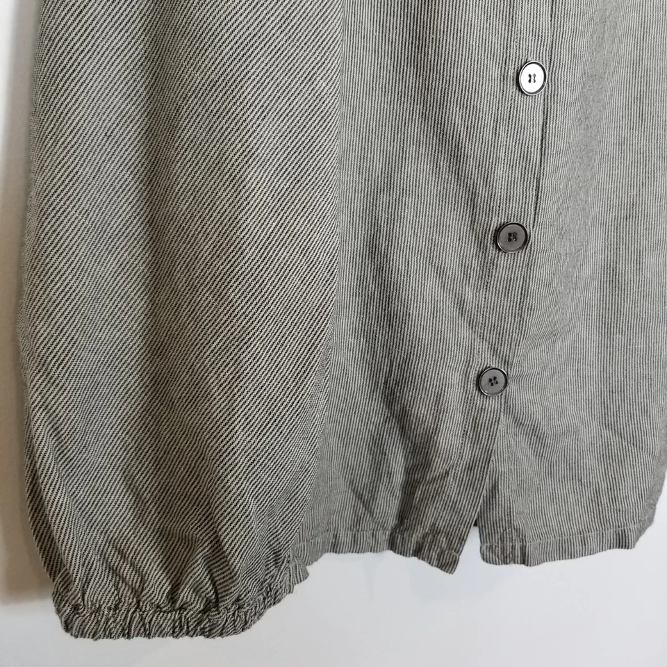 XCVI Women Button Front Balloon Midi Skirt Sz S Linen Blend Striped Gray Boho - Image 4 of 4