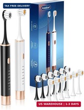 2 Pack Electric Toothbrush Sonic Toothbrush USB Rechargeable 12 Heads 6 Modes