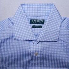 Lauren Ralph Lauren Mens Regular Fit Dress Shirt Medium 15-32/33 Gingham Blue