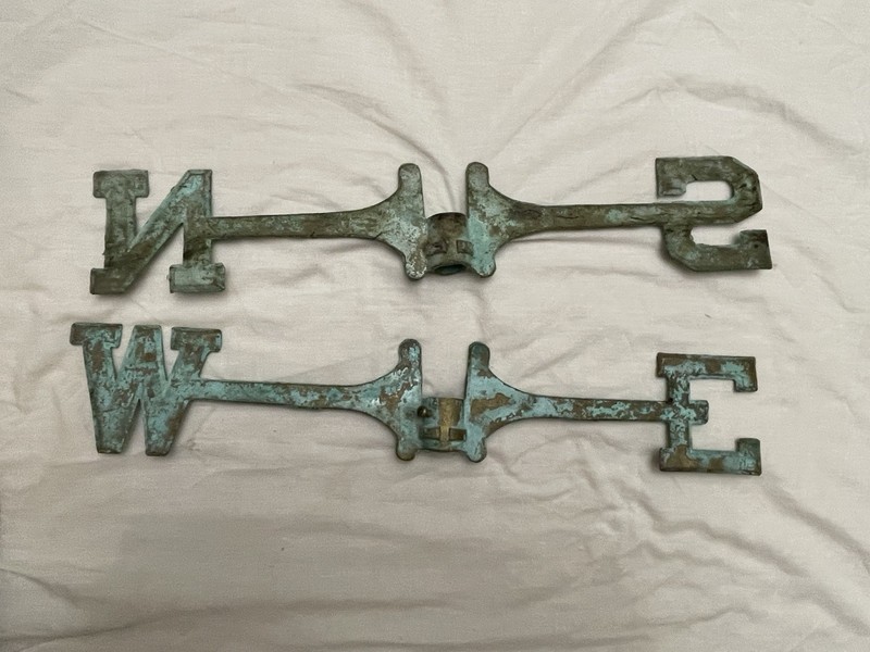 Antique Directional East West North South Solid Cast Brass 18" Wind Vane