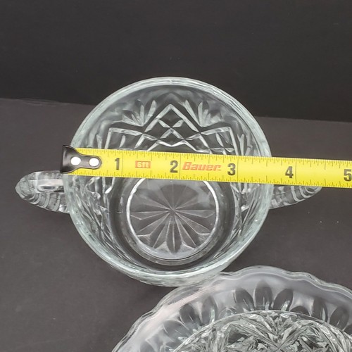 Vtg Anchor Hocking Pineapple Cut Round Butter Dish Creamer Covered Sugar Prescut - Picture 8 of 20