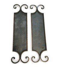 Pair Of Uttermost Antiqued Wall Mirrors Long Metal Scroll Frame Mirror 47.5x11"