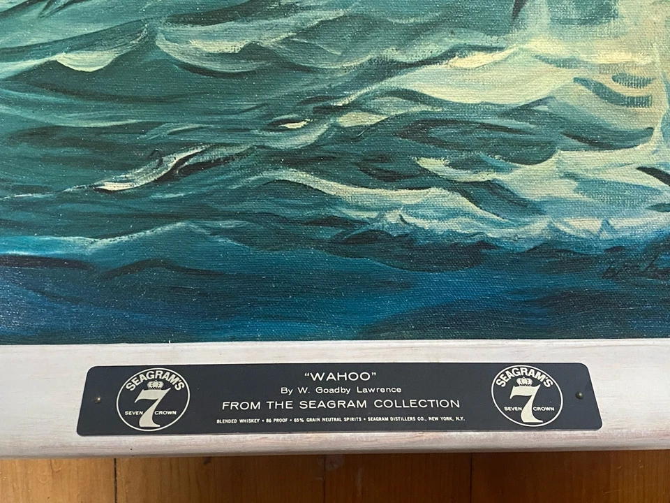 Arte promocional original raro impresión de peces Wahoo publicitados de colección Seagrams 7 Foto 2 de 4