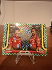 CHARLES LECLERC LEWIS HAMILTON 2025 TOPPS CHROME F1 GREEN CHECKER FLAG REF /99 