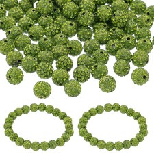 150Pcs 8mm Rhinestone Beads Clay Disco Ball Diamond Beads Sparkle Light Green