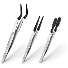 3 Pieces Tweezers with Rubber Tips Tweezers PVC Coated Tweezers Set, Rubber7344