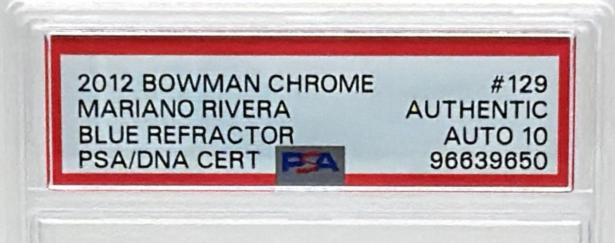 2012 Bowman Chrome Blue Refractor Mariano Rivera Signed PSA DNA Auto 10 /250 HOF view 6