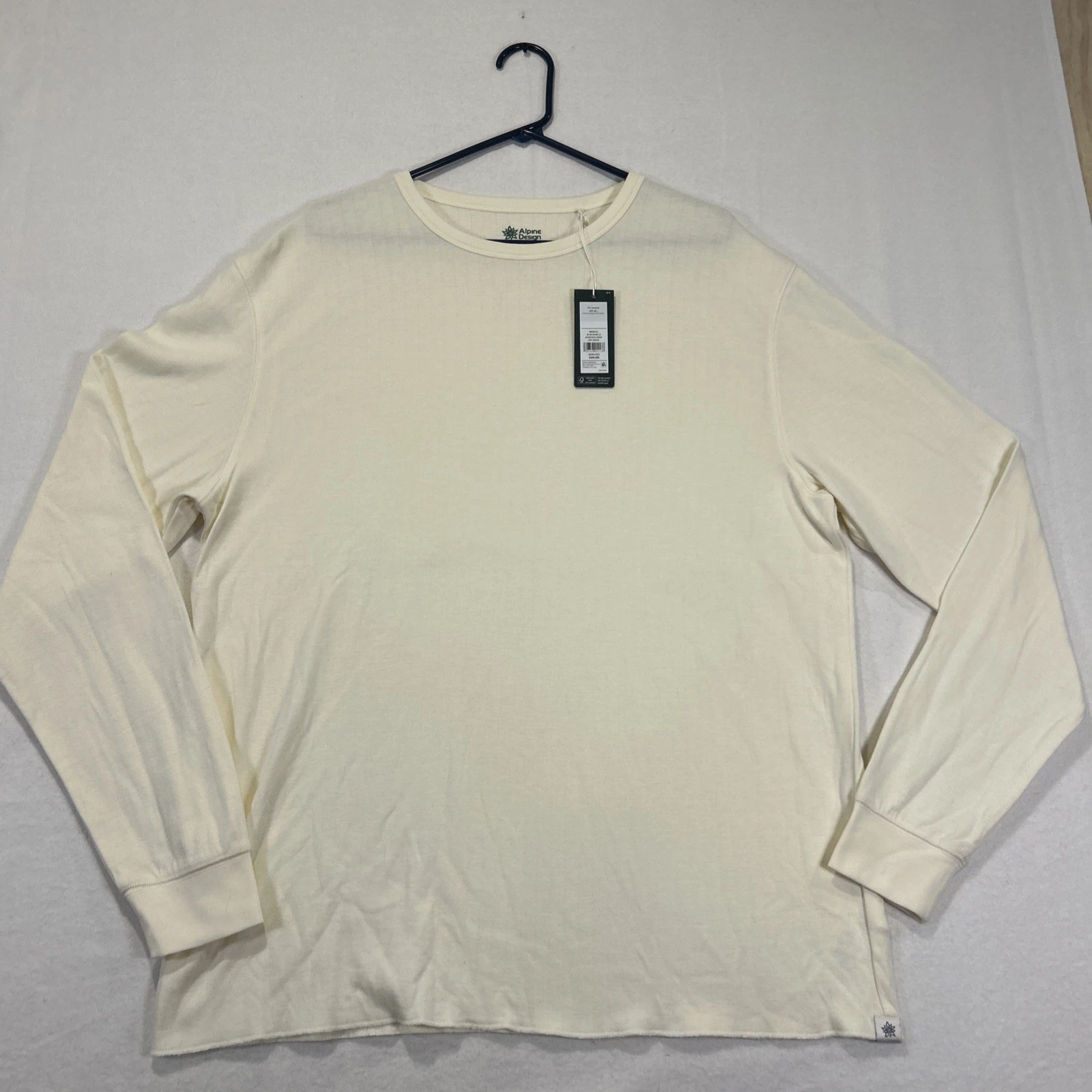 Alpine Design Long Sleeve Duofold Crew Shirt Men's Size XL Off White $44