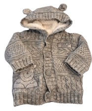 Disney Winnie the Pooh Fur Lined Cardigan Sweater Gray Newborn 1st Size 3mo