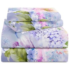 4 PCS Queen Sheet Set 1800TC Microfiber Floral Bed Extra Soft Deep Pocket