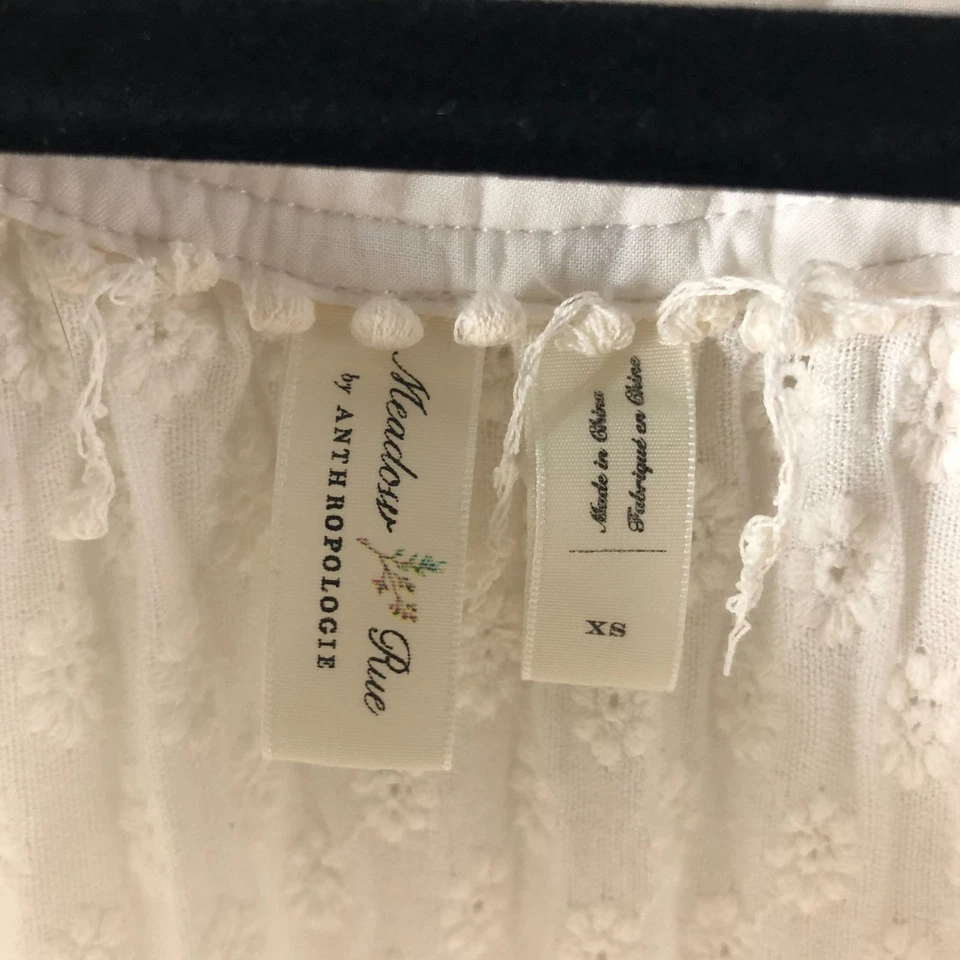 Blusa Campesina Meadow Rue Anthropologie Ojales Niveles Pradera Núcleo Blanca XS Foto 3 de 4
