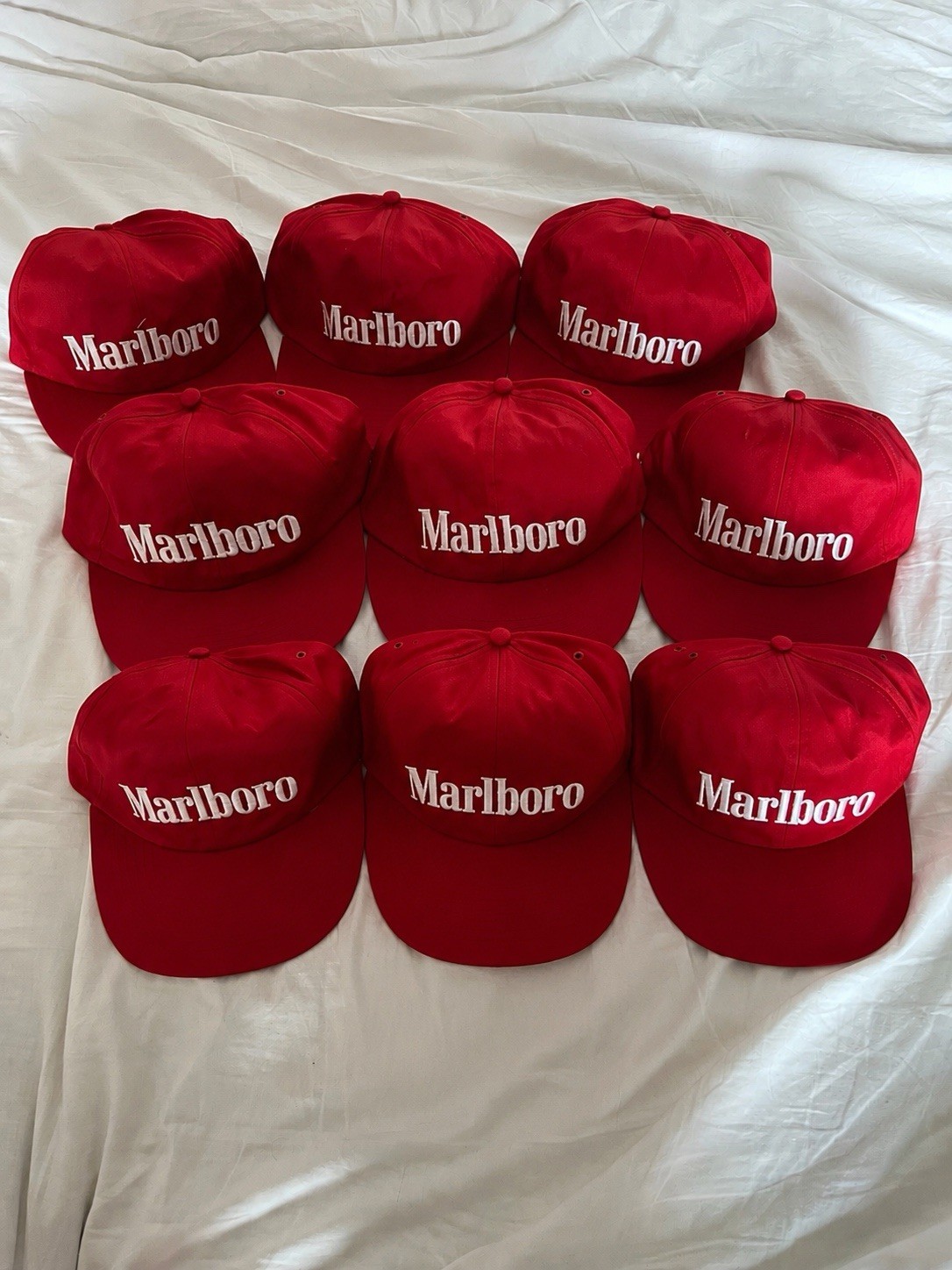 Lot Of 9 Vintage Cap Marlboro Tracker Baseball Hat Red 90s 00s