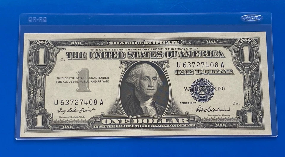1957 $ 1 DOLLAR SILVER CERTIFICATE Block U-A UNCIRCULATED - Image 2 of 3