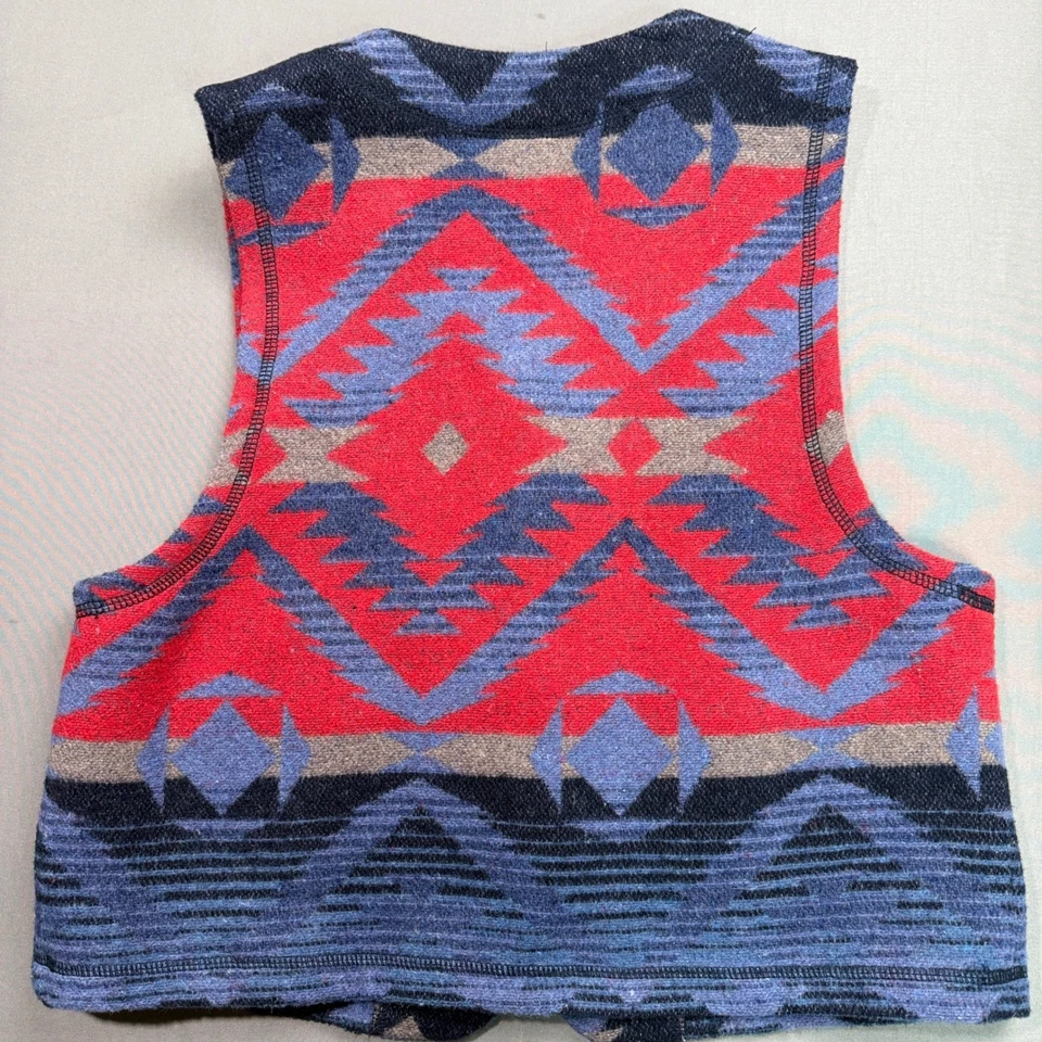 Colete Karen Kane Southwest Feminino Grande Asteca Geométrico Botão Bolsos Frontais - Imagem 2 de 4