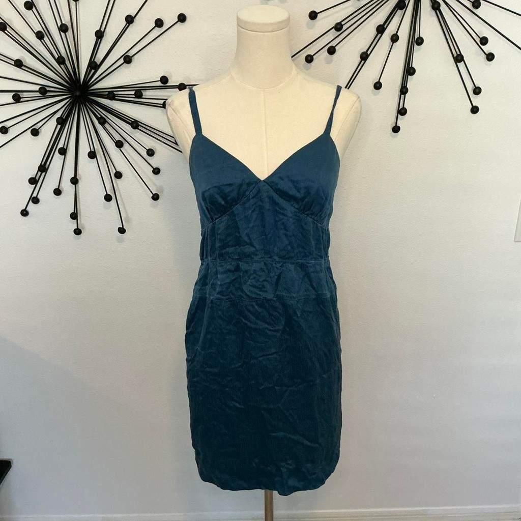 J.Crew Blue Silk Slip Dress Size 4 Spaghetti Strap Mini Y2K