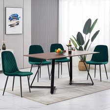 Wooden Dining Table and Velvet Chairs Set for Dining Room Kitchen Home Furniture