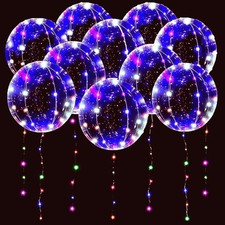12 PCS LED Light Up BOBO Balloons 20 Inches  10 Led multicolor string cases