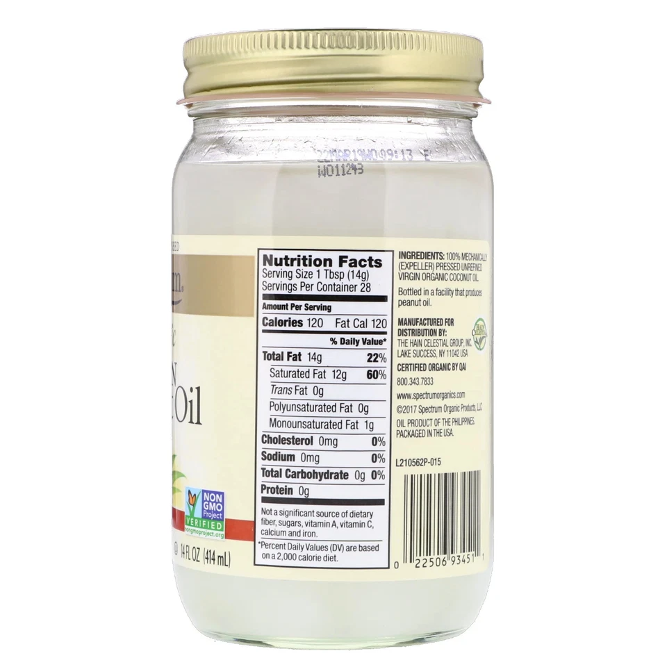 Aceite de coco virgen orgánico, sin refinar, 14 fl oz (414 ml) Foto 4 de 4
