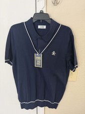 Original Penguin Navy Knit Polo Sweater Shirt Men  s Medium