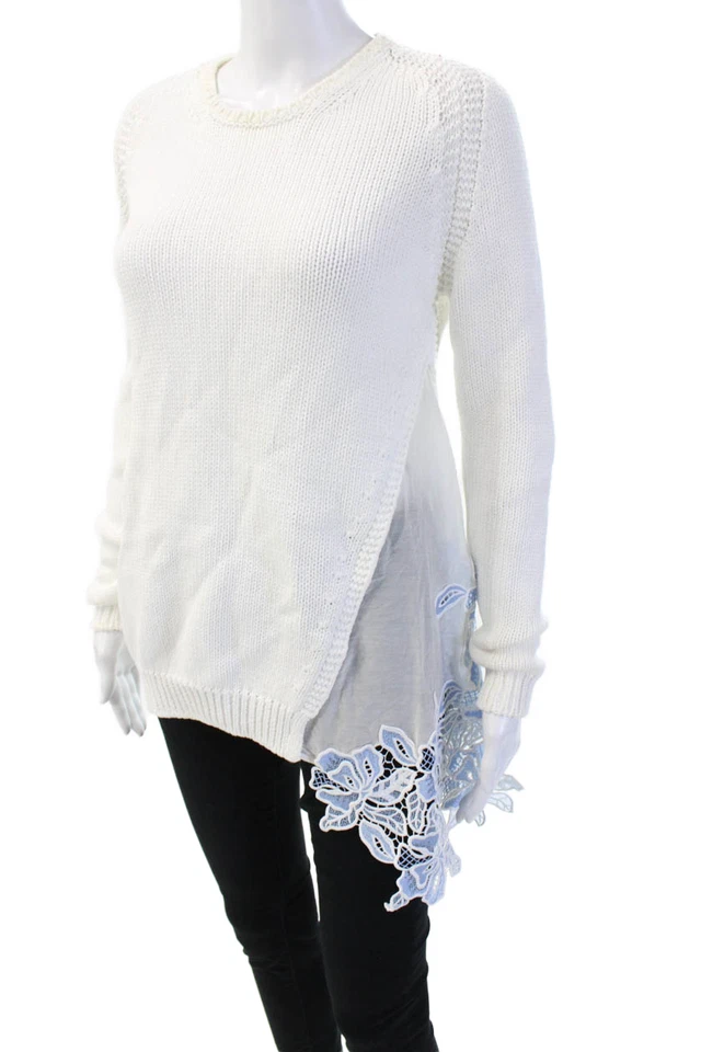 Pullover Mujer Nº21 Blanco 100% Algodón Cuello Redondo Manga Larga Floral Talla S Foto 2 de 4