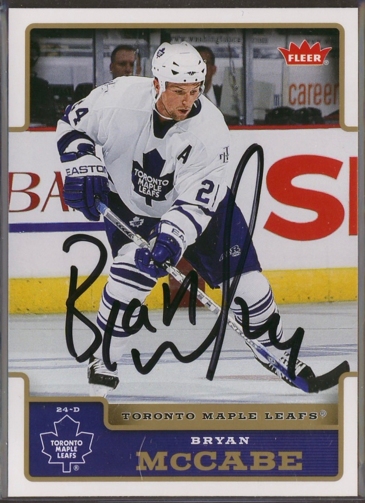 2006-07 Fleer #182 BRYAN McCABE  MAPLE LEAFS Signed Autographed Card