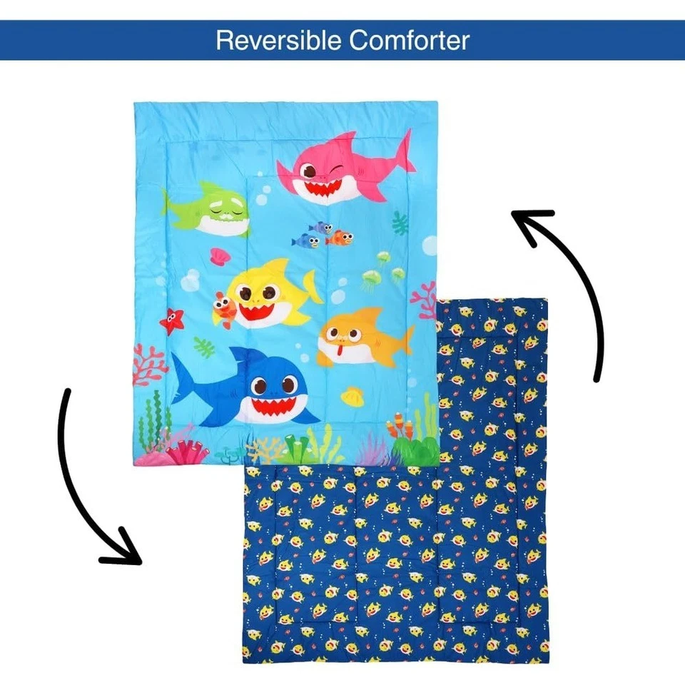 Baby Shark 4 Piece Twin Soft Bedding Set for Kids with Reversible Comforter - Image 3 of 4
